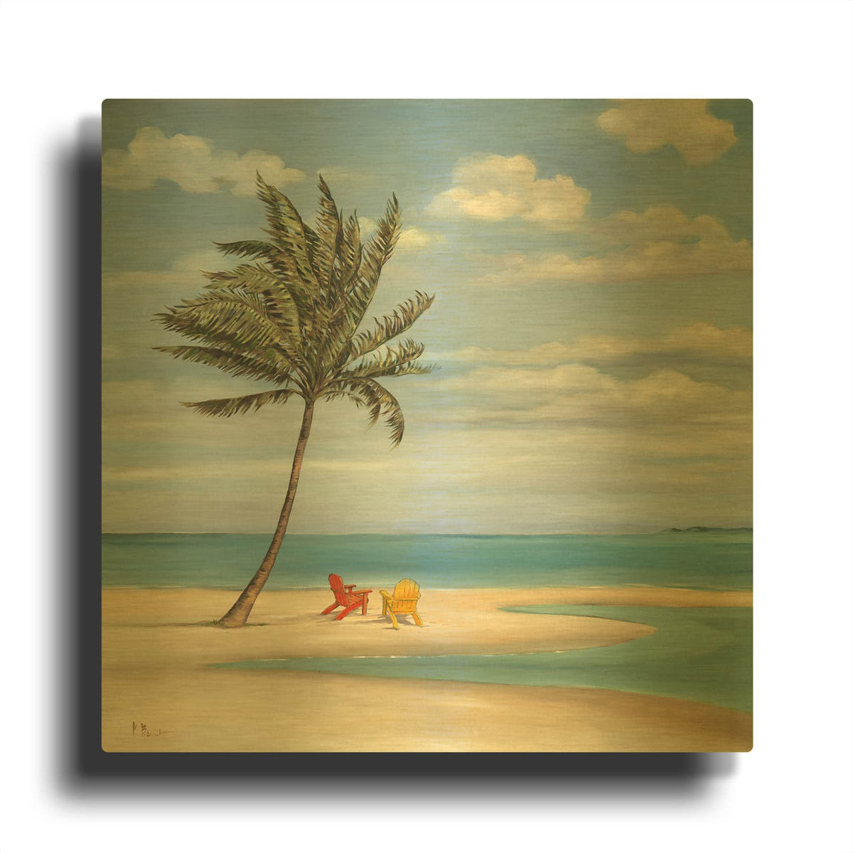 'Inlet Palm I' By Paul Brent Gold Metal Wall Art