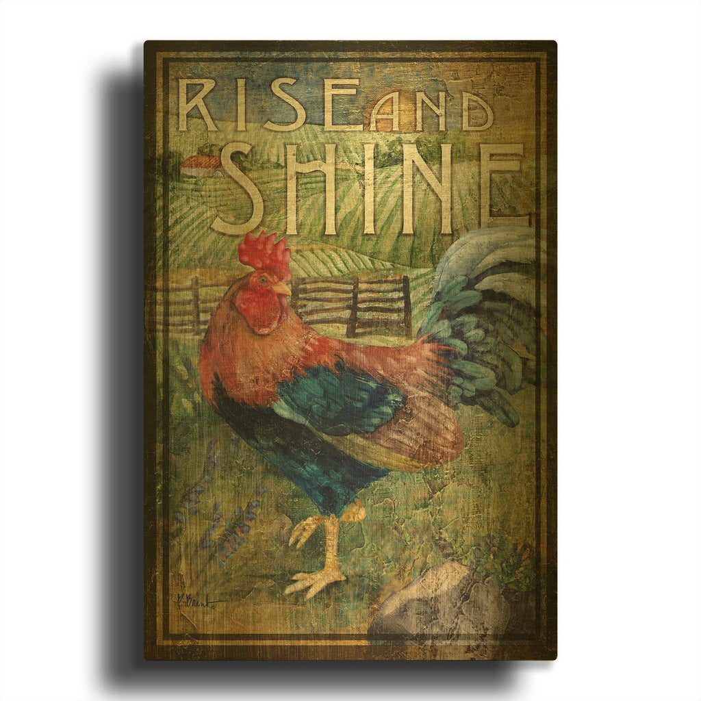 'Rooster Signs II' By Paul Brent Gold Metal Wall Art