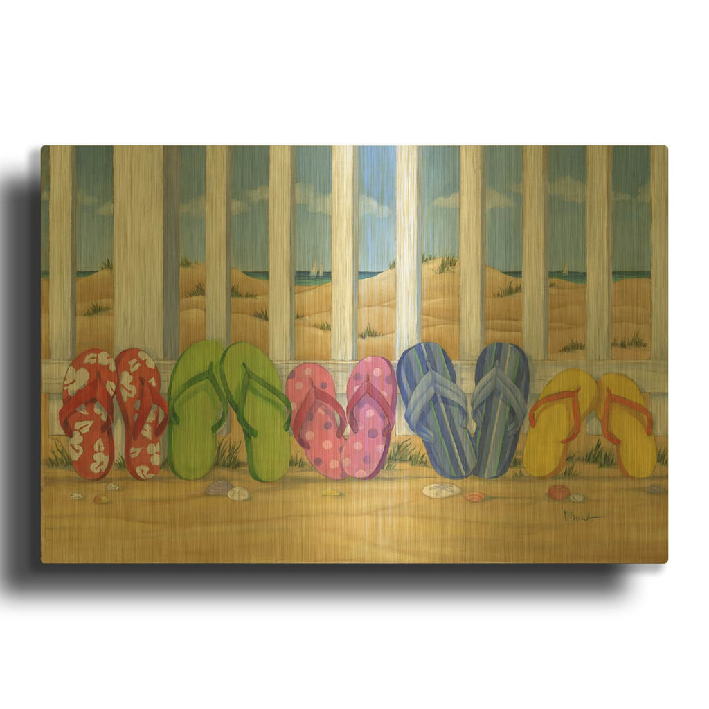 'Flip Flop Beach' By Paul Brent Gold Metal Wall Art