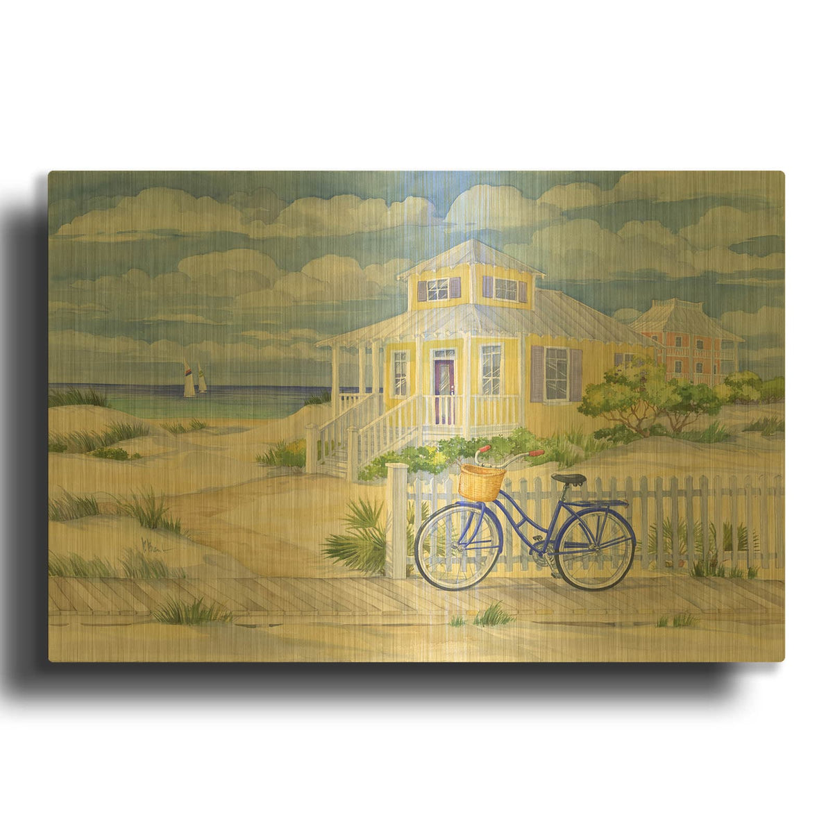 'Beach Cruiser I' By Paul Brent Gold Metal Wall Art