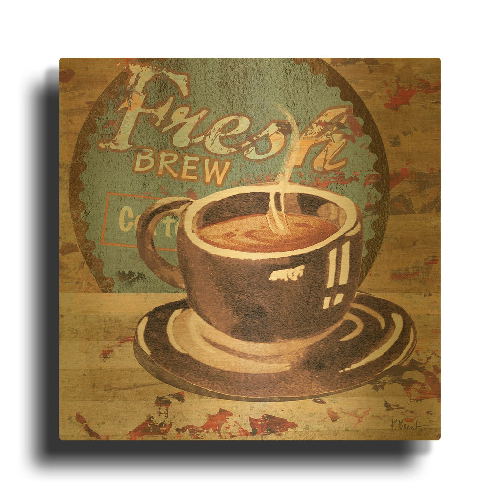 'Coffee Brew Sign I' By Paul Brent Gold Metal Wall Art