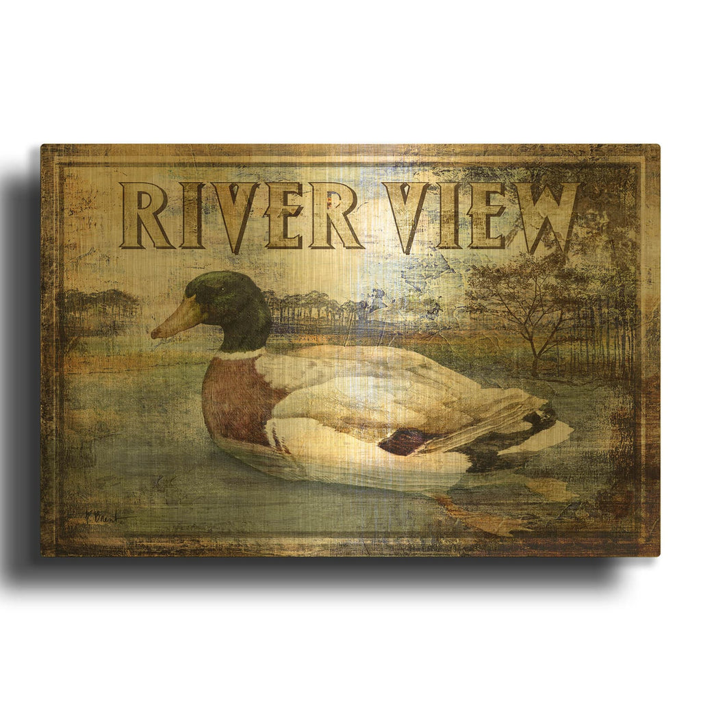 'Duck Sign I' By Paul Brent Gold Metal Wall Art
