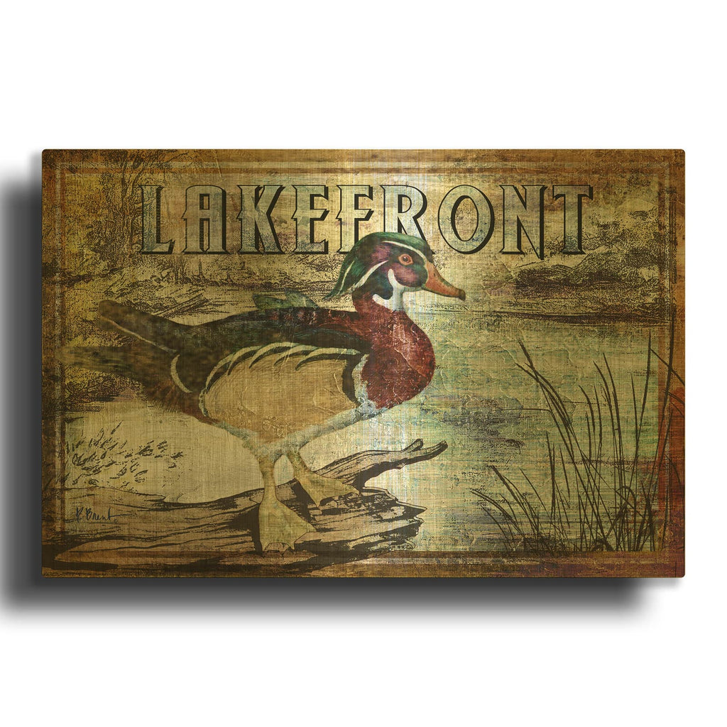 'Duck Sign II' By Paul Brent Gold Metal Wall Art