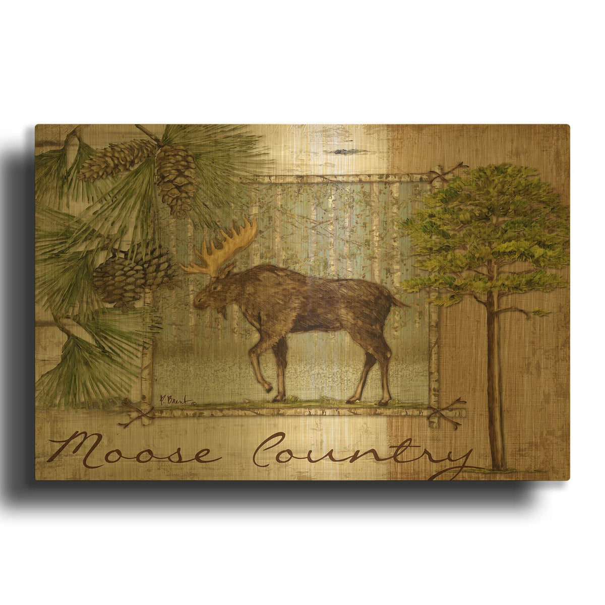 'Moose Country' By Paul Brent Gold Metal Wall Art