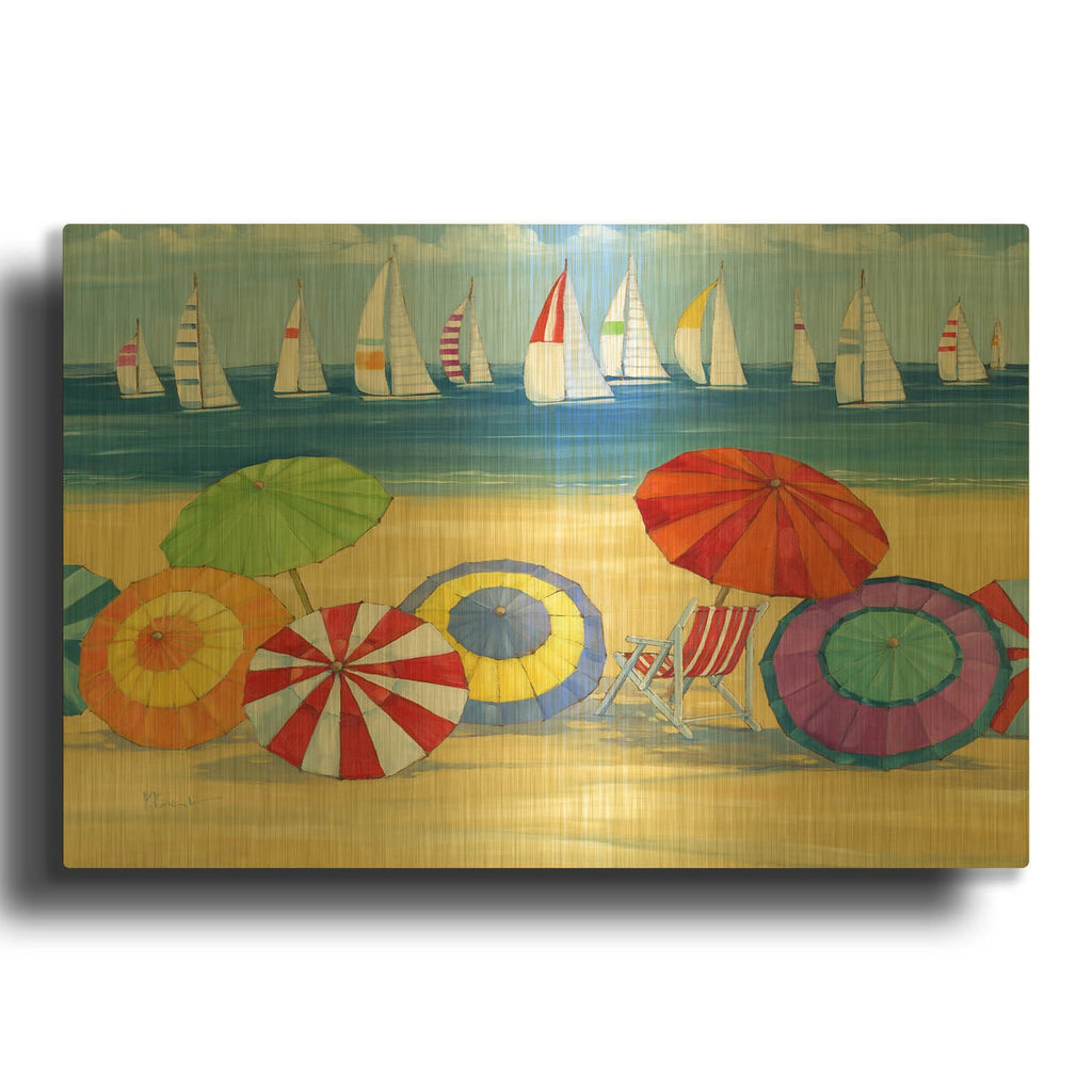 'Umbrella Vista' By Paul Brent Gold Metal Wall Art