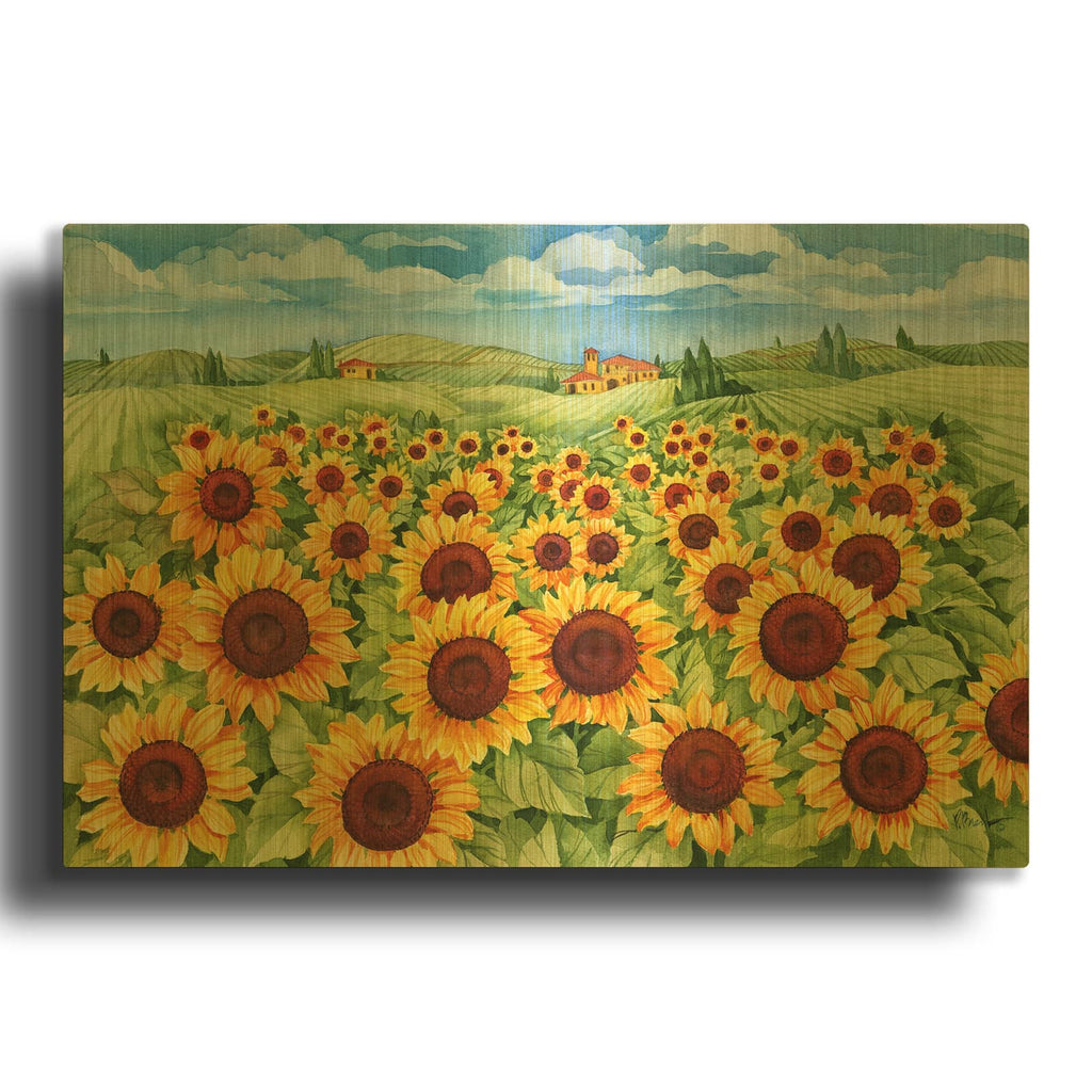 'Sunflower Field' By Paul Brent Gold Metal Wall Art