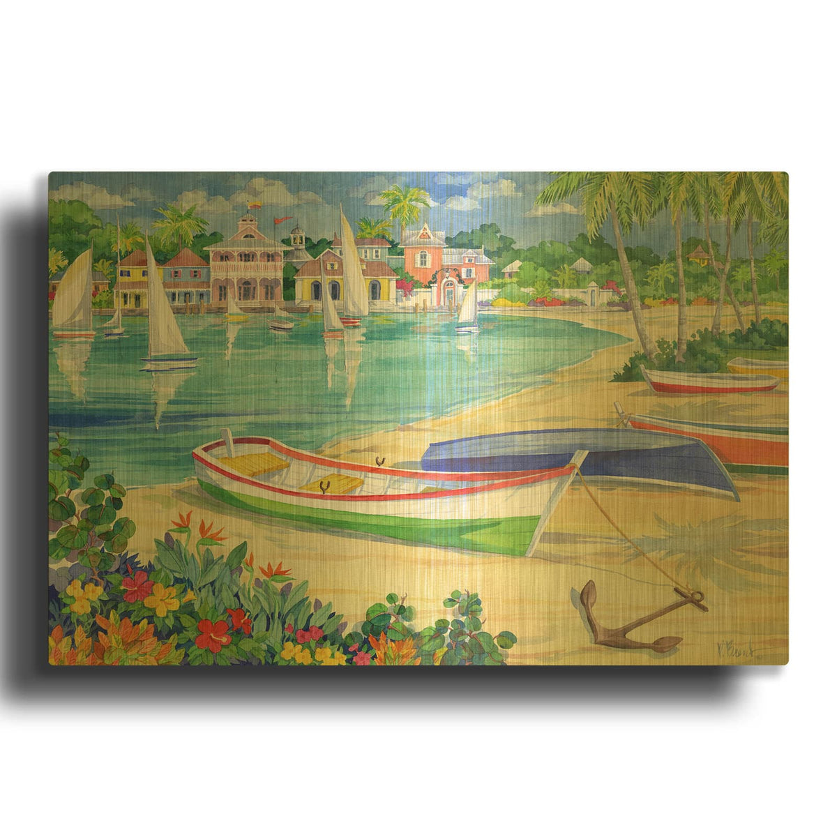 'Market Street Harbor' By Paul Brent Gold Metal Wall Art