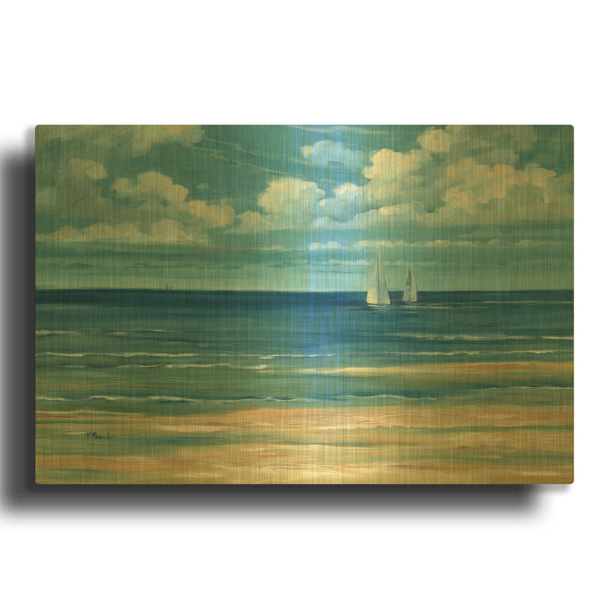'Summerset Sailboats' By Paul Brent Gold Metal Wall Art