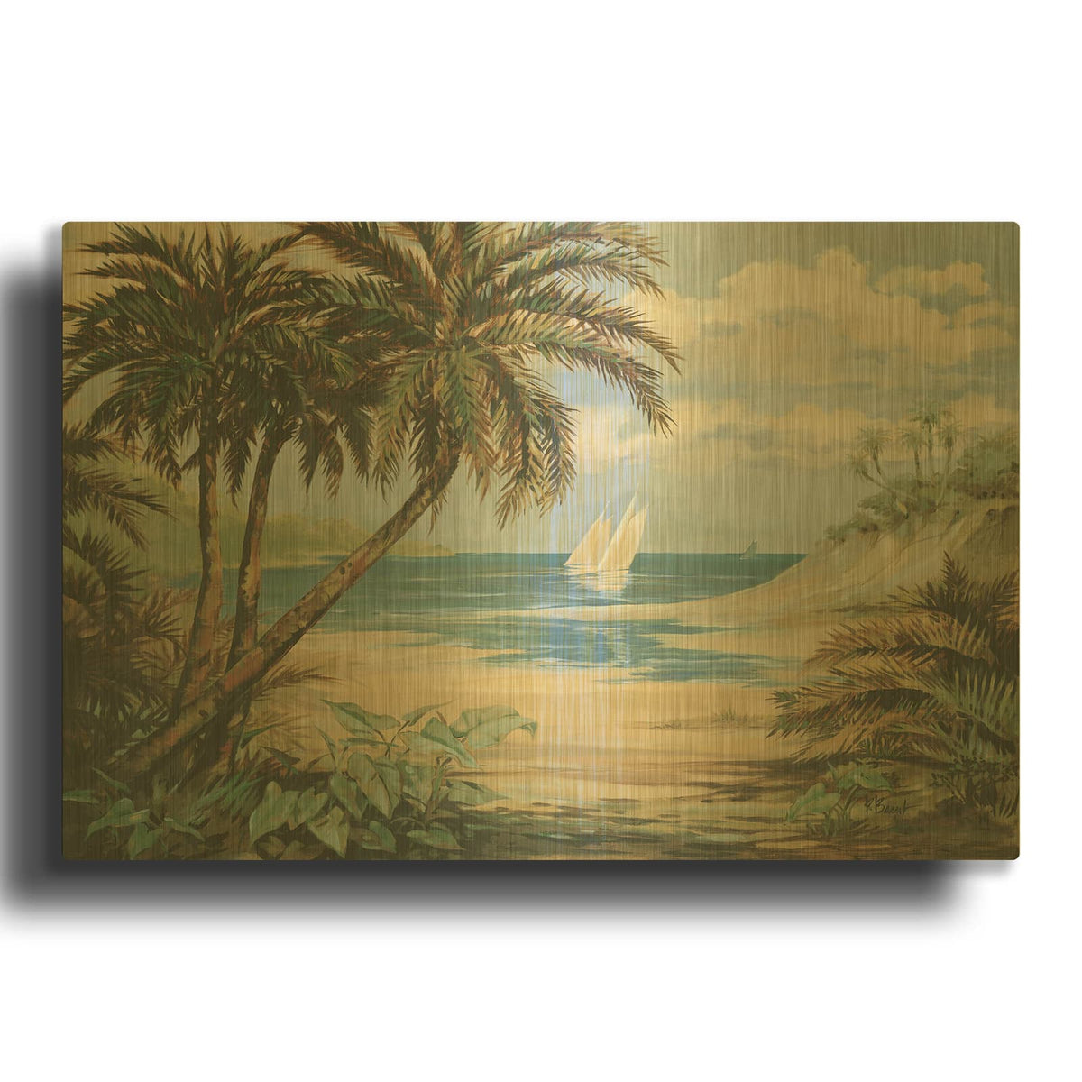 'Palm Bay' By Paul Brent Gold Metal Wall Art