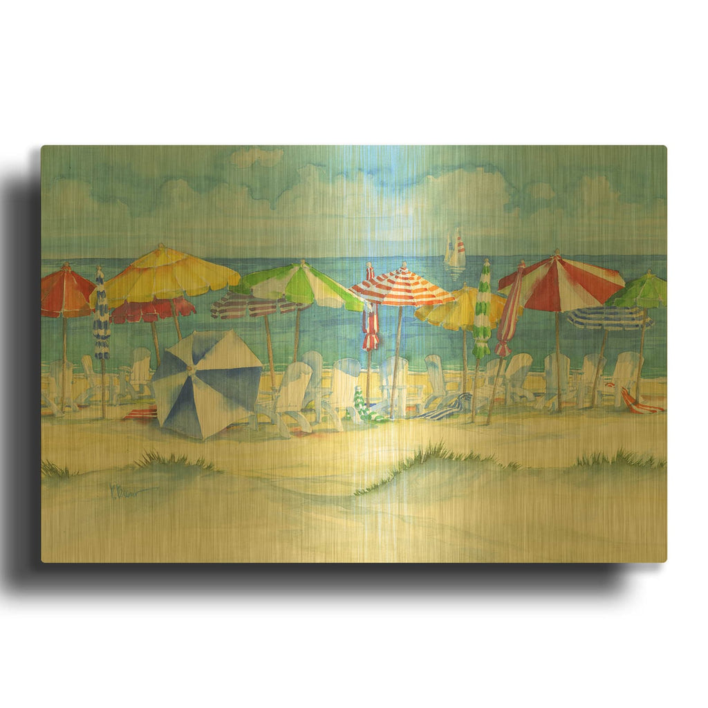 'Watercolor Beach' By Paul Brent Gold Metal Wall Art