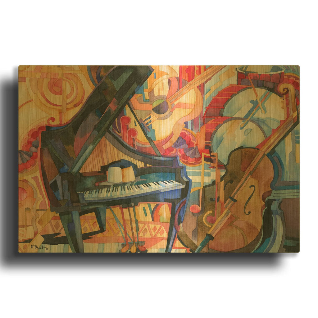 'Big City Music Piano - Horizontal' By Paul Brent Gold Metal Wall Art