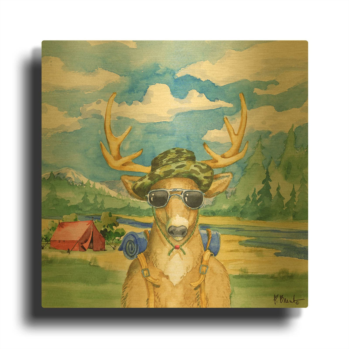 'Happy Camper I' By Paul Brent Gold Metal Wall Art
