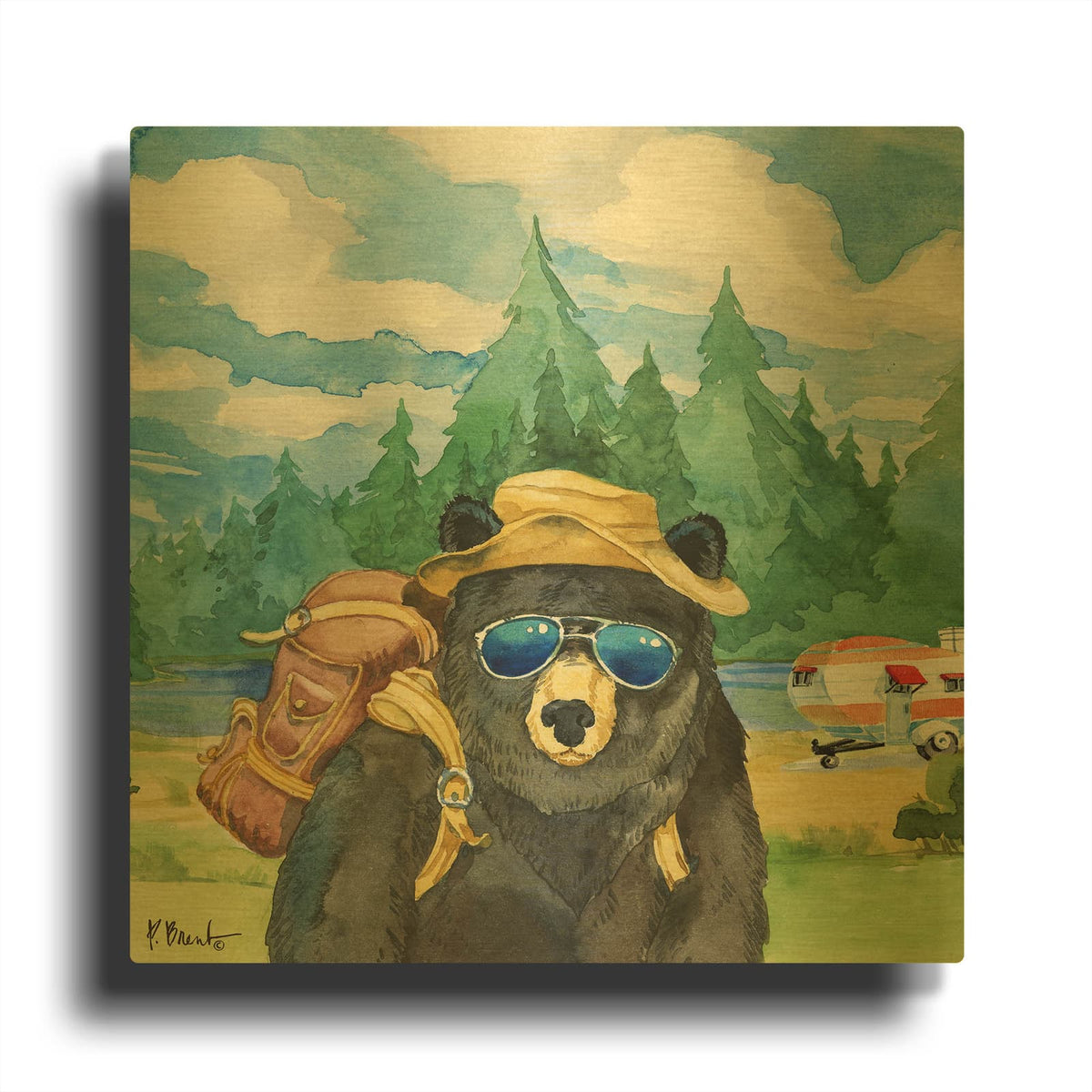 'Happy Camper II' By Paul Brent Gold Metal Wall Art