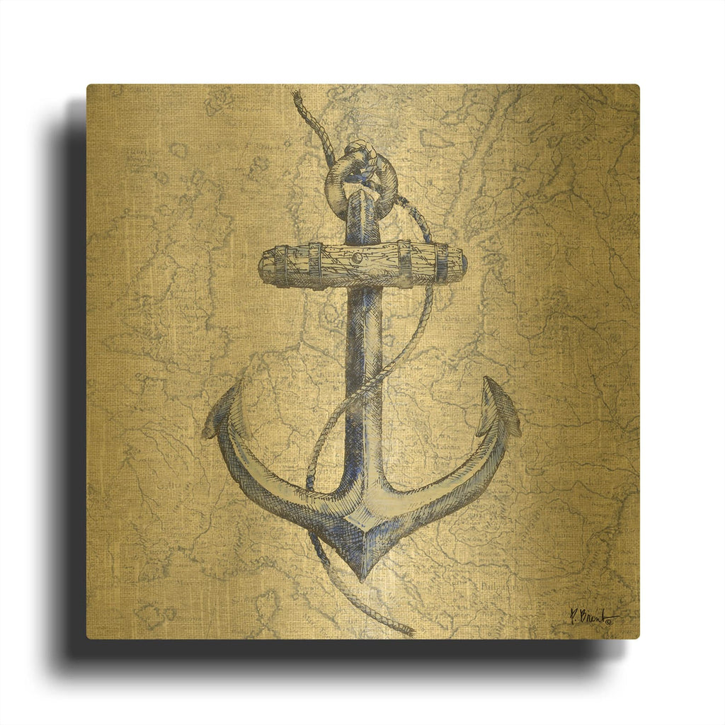 'Vintage Nautical I' By Paul Brent Gold Metal Wall Art