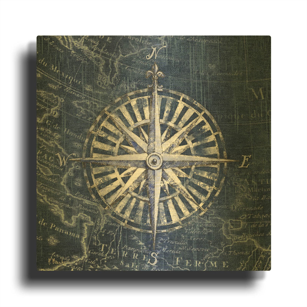 'Vintage Nautical II - Indigo' By Paul Brent Gold Metal Wall Art