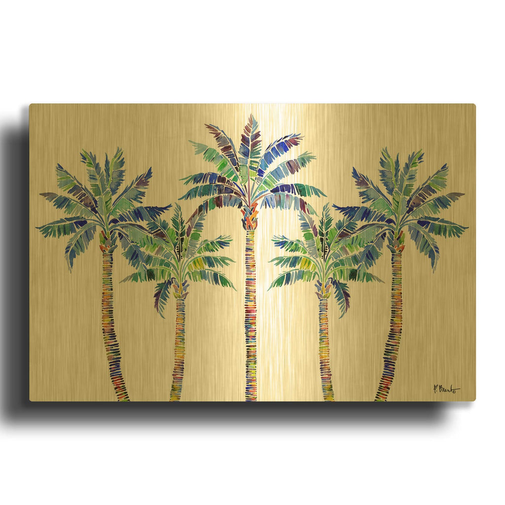 'Tahiti Palm Horizontal' By Paul Brent Gold Metal Wall Art