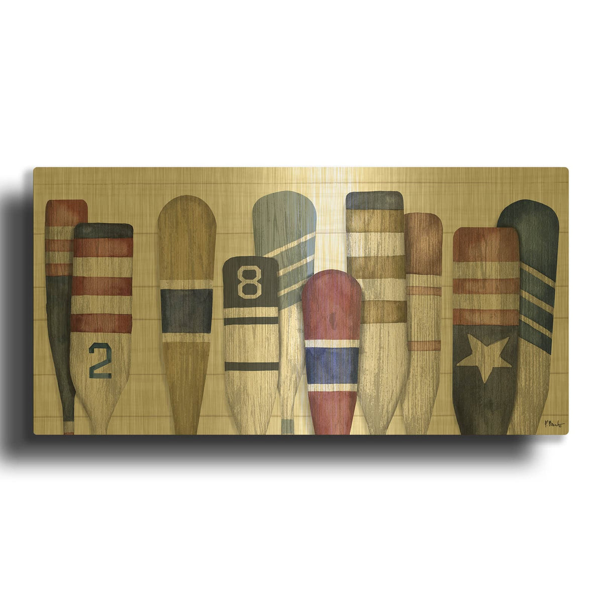 'Port Oars Horizontal' By Paul Brent Gold Metal Wall Art