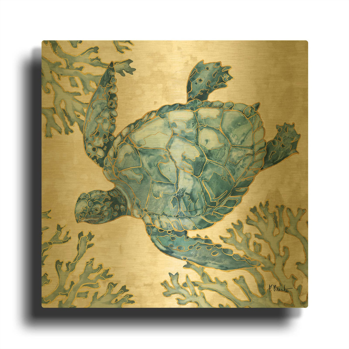 'Playa Sealife II' By Paul Brent Gold Metal Wall Art