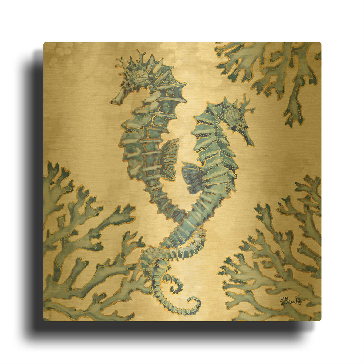 'Playa Sealife IV' By Paul Brent Gold Metal Wall Art