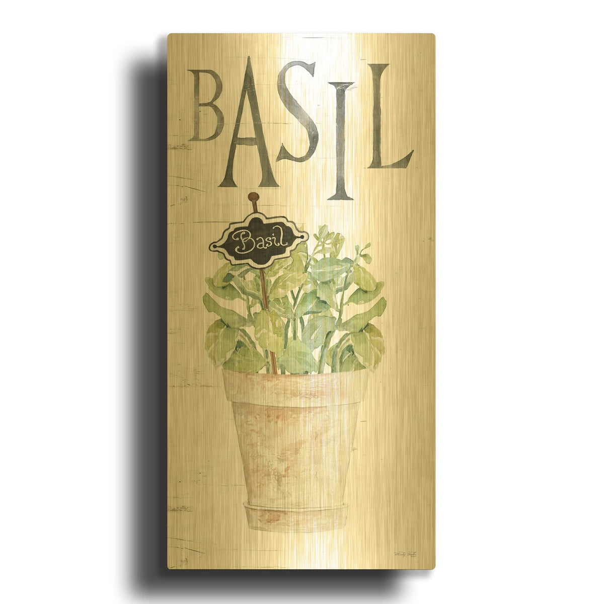 'Basil' By Cindy Jacobs Gold Metal Wall Art