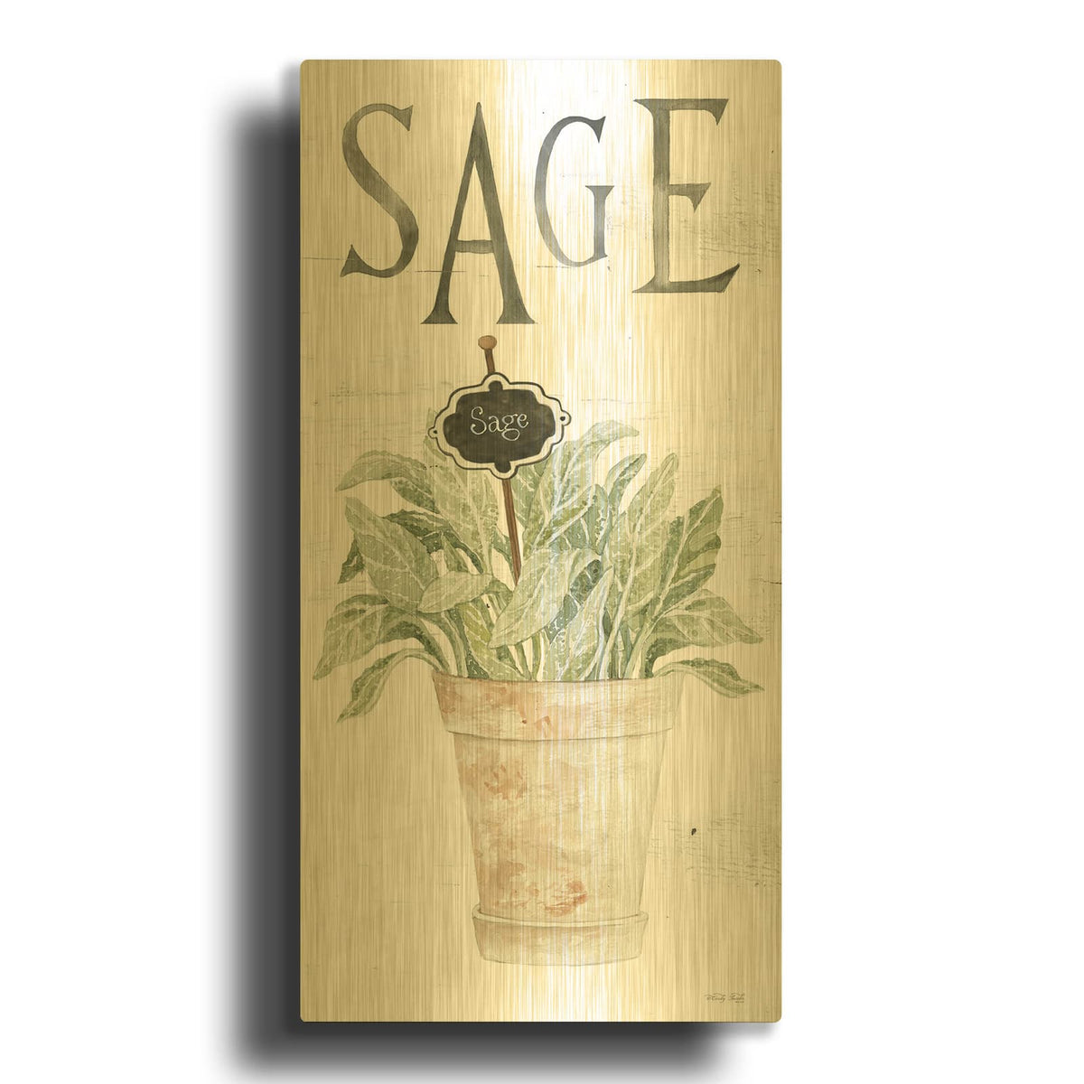 'Sage' By Cindy Jacobs Gold Metal Wall Art