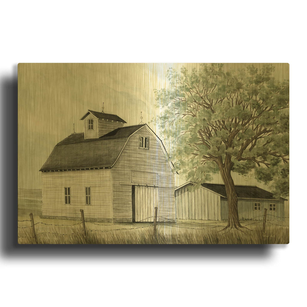 'Back Country Barn' By Cindy Jacobs Gold Metal Wall Art