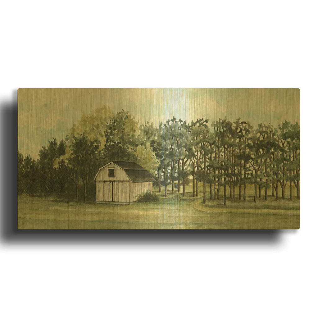 'Tucked in the Trees' By Cindy Jacobs Gold Metal Wall Art
