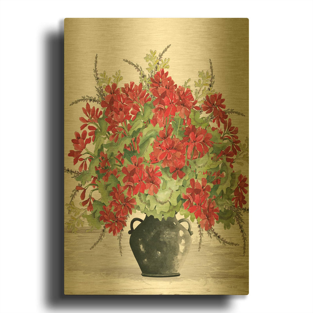 'Red Abundance' By Cindy Jacobs Gold Metal Wall Art