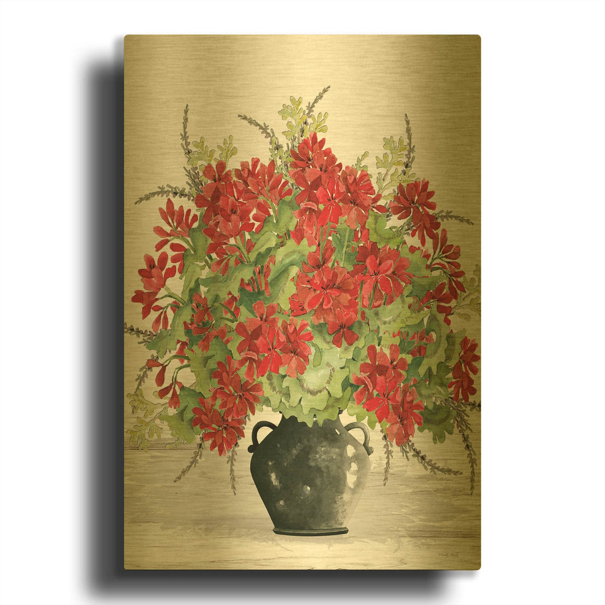 'Red Abundance' By Cindy Jacobs Gold Metal Wall Art