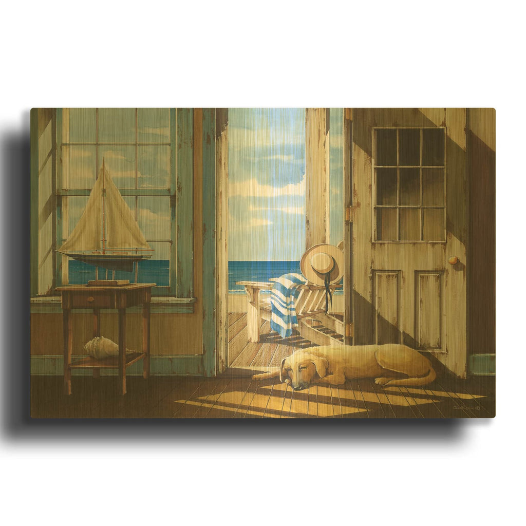 'Enjoying the Sea Breeze' By John Rossini Gold Metal Wall Art
