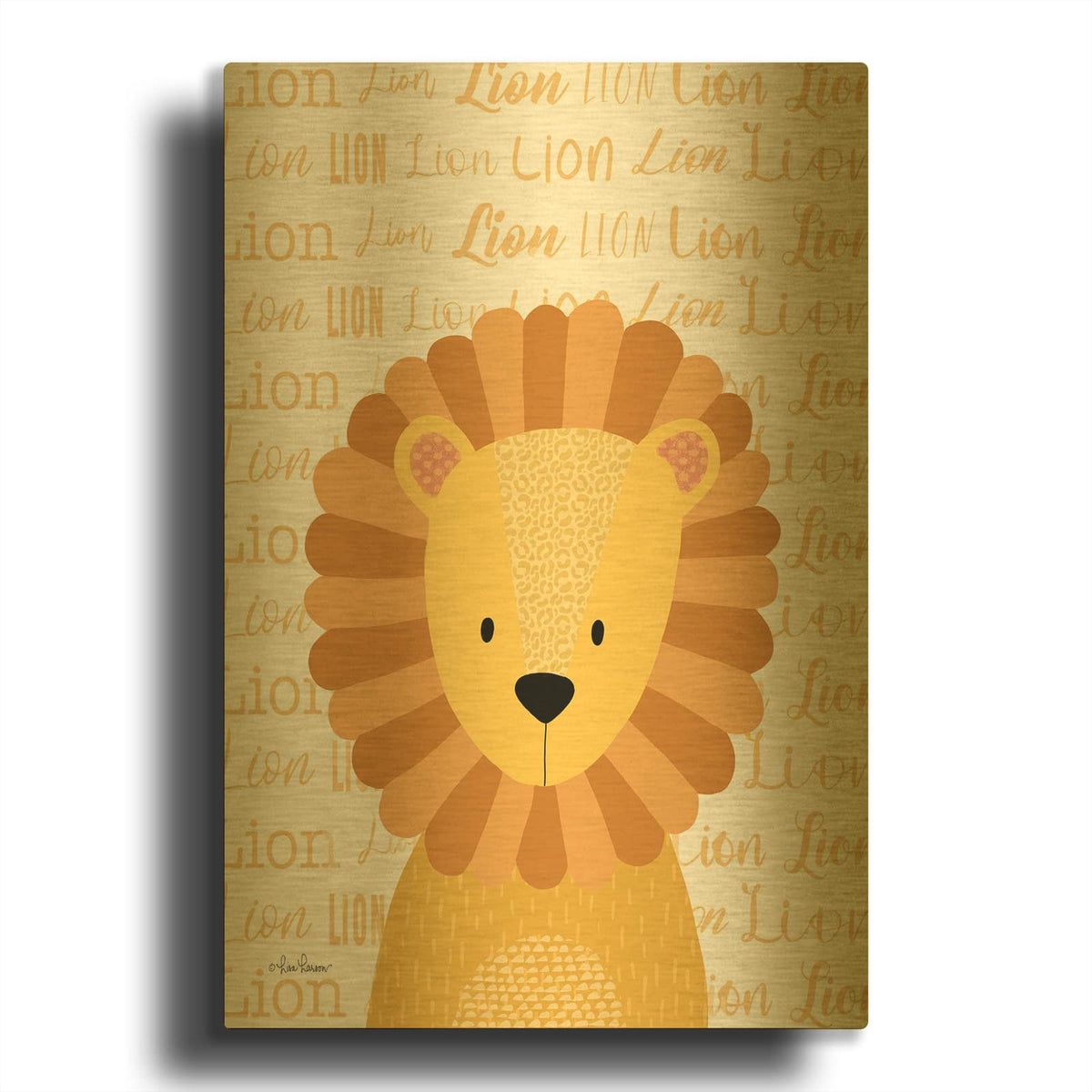 'Baby Lion' By Lisa Larson Gold Metal Wall Art