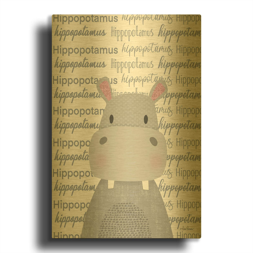 'Baby Hippo' By Lisa Larson Gold Metal Wall Art