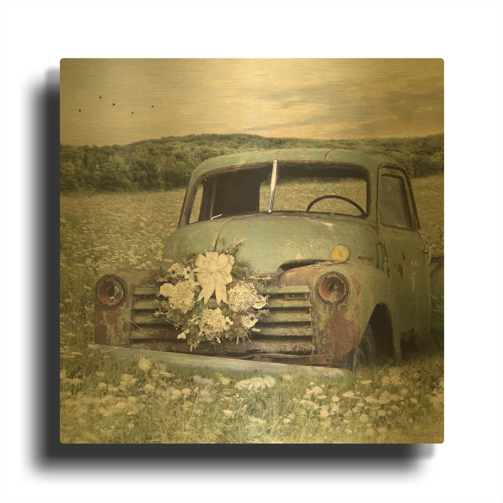 'Charming Country Truck' By Lori Deiter Gold Metal Wall Art