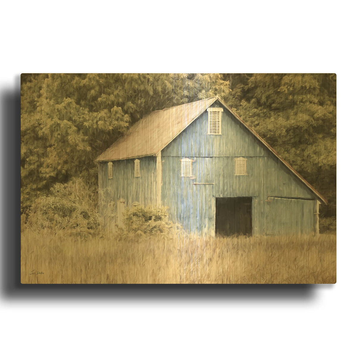 'Tucked in the Trees' By Lori Deiter Gold Metal Wall Art