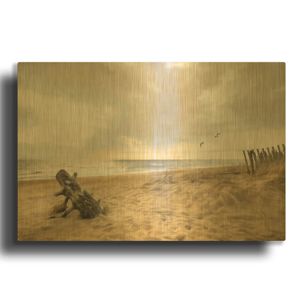 'Golden Coastal Sunrise' By Lori Deiter Gold Metal Wall Art