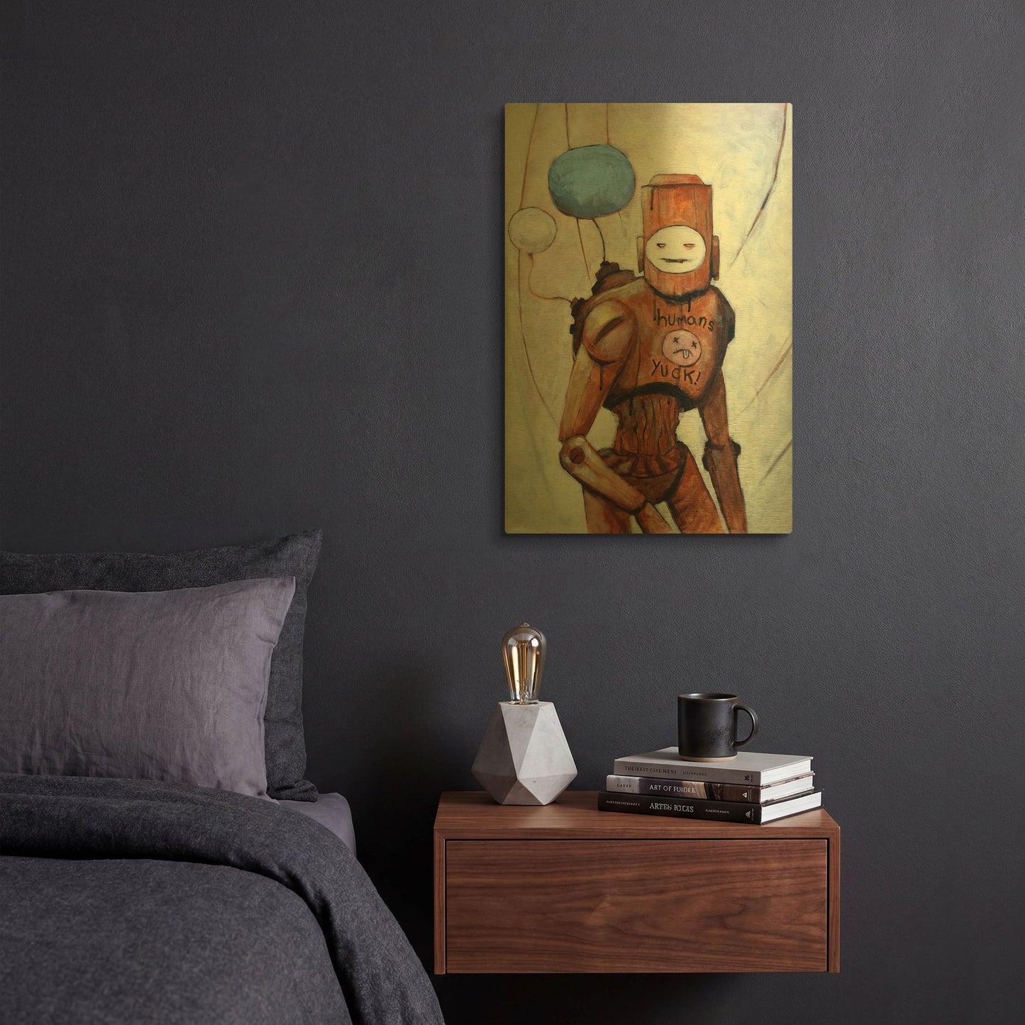 'Humans Yuck!' By Craig Snodgrass Gold Metal Wall Art
