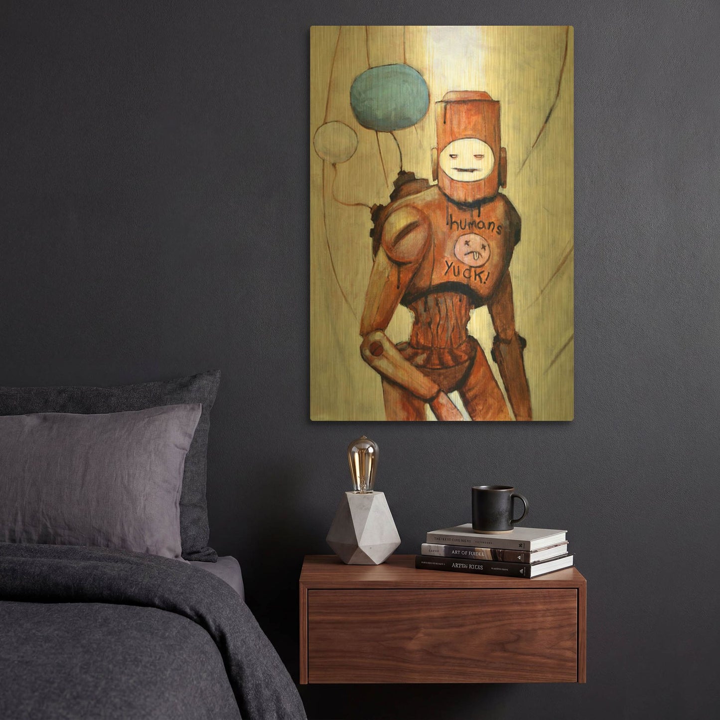 'Humans Yuck!' By Craig Snodgrass Gold Metal Wall Art