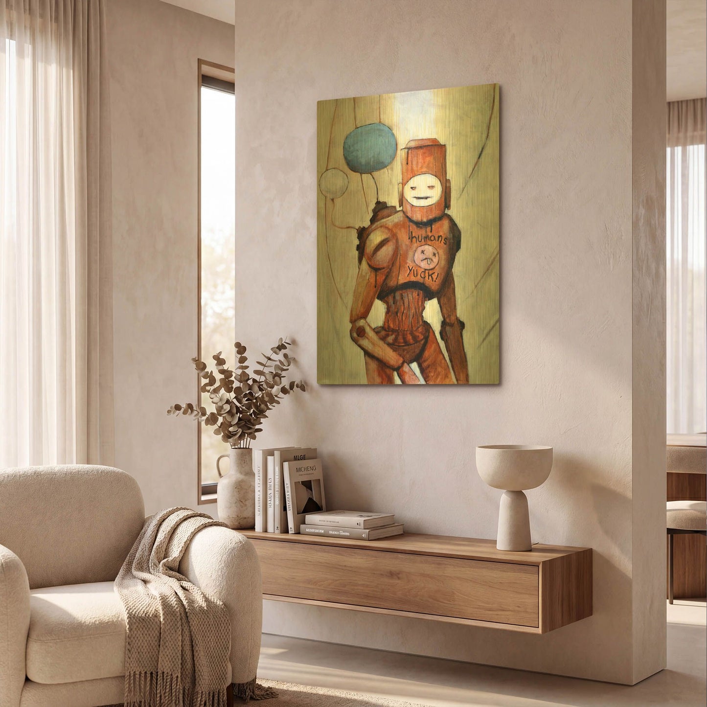 'Humans Yuck!' By Craig Snodgrass Gold Metal Wall Art