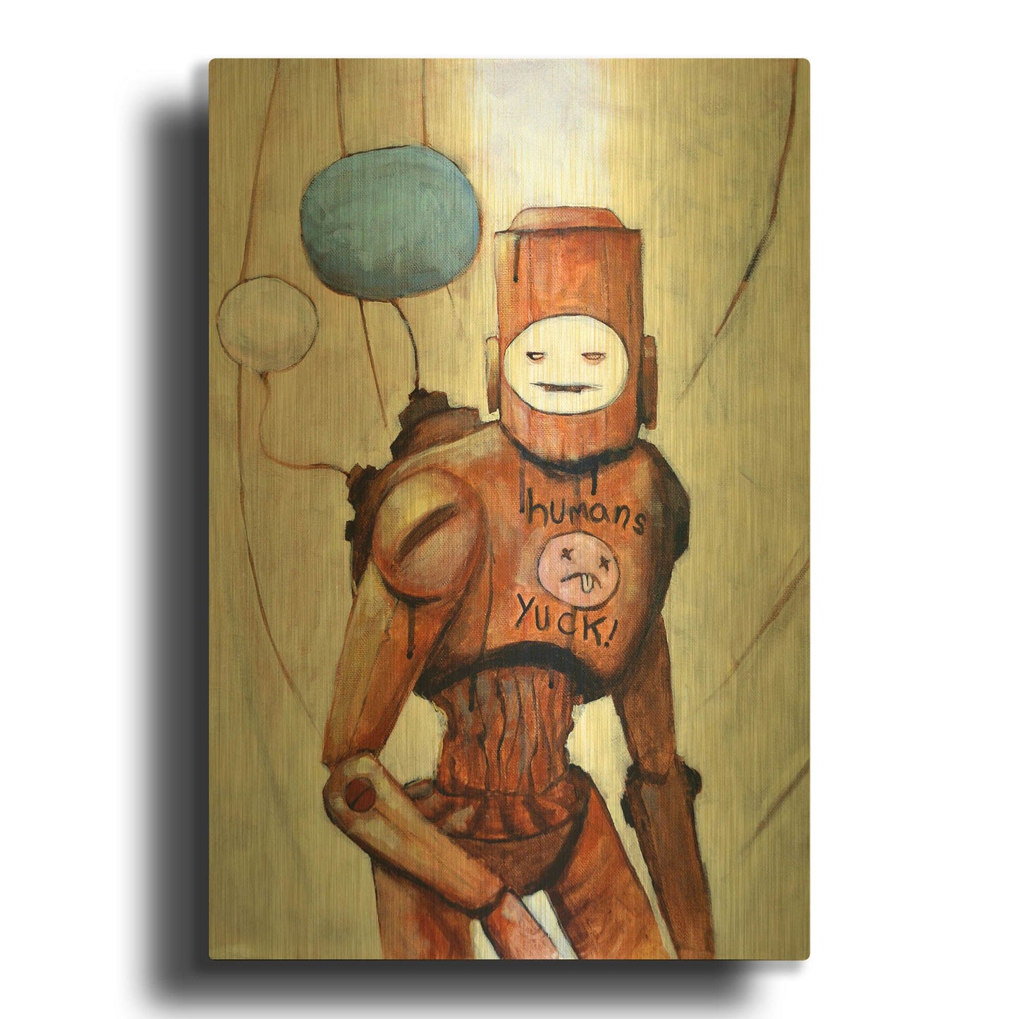 'Humans Yuck!' By Craig Snodgrass Gold Metal Wall Art
