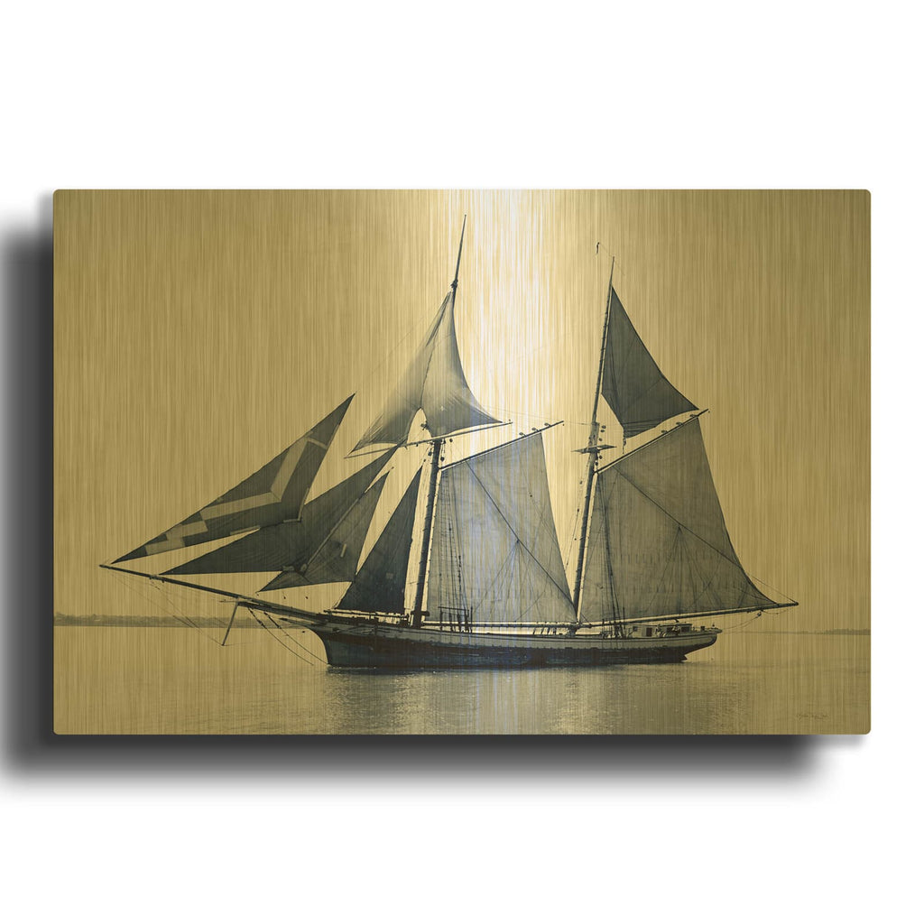 'Indigo Yacht 3' By Stellar Design Studio Gold Metal Wall Art