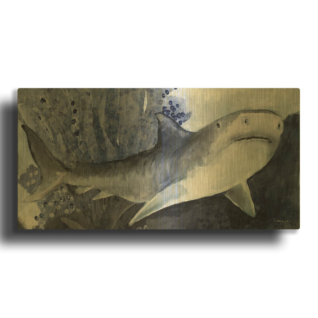 'Shark Swim 2' By Stellar Design Studio Gold Metal Wall Art