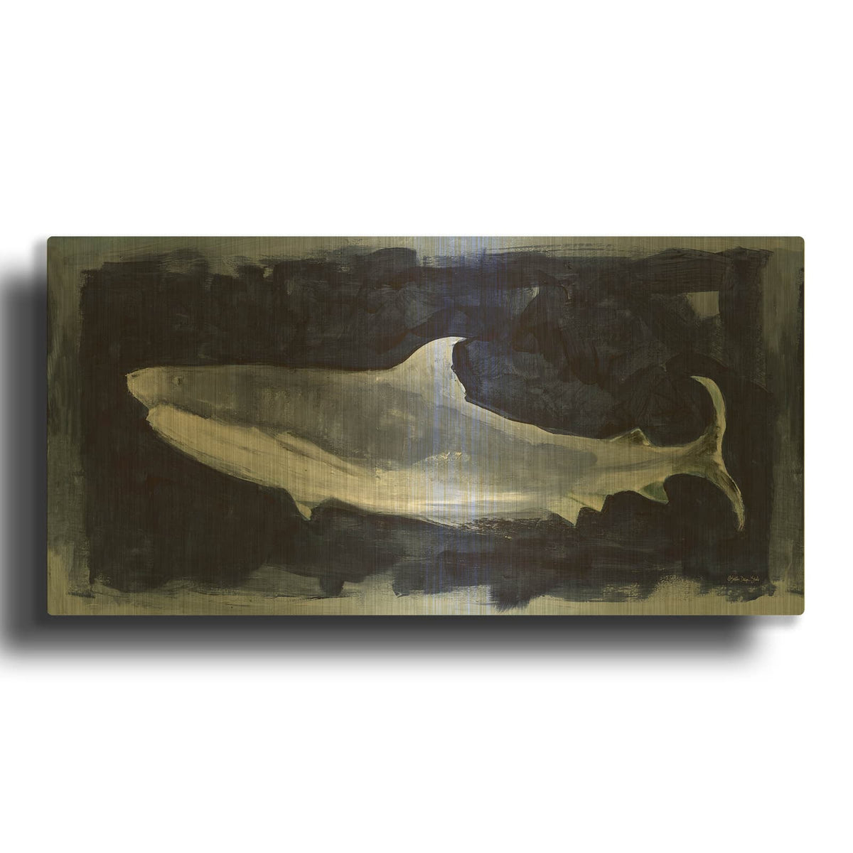 'Shark Swim 3' By Stellar Design Studio Gold Metal Wall Art