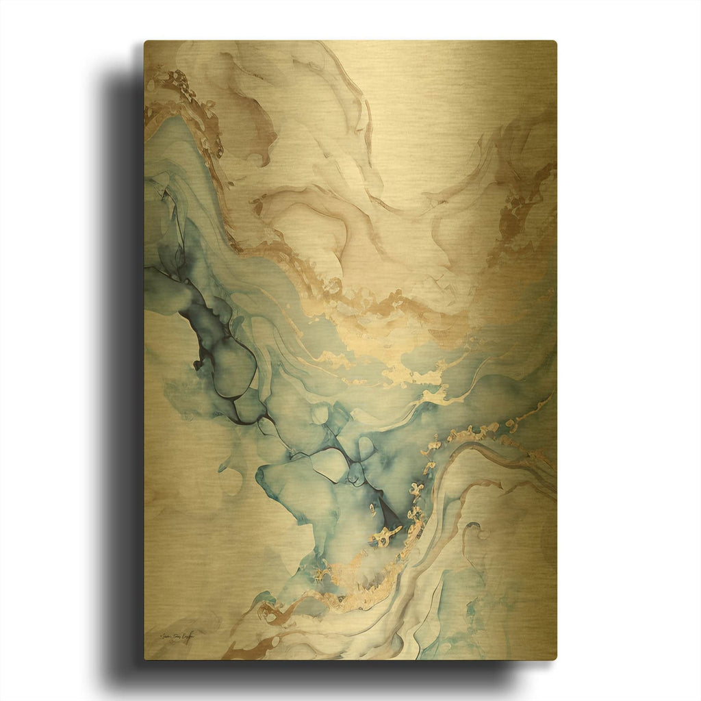 'Blue Art Marble' By Seven Trees Design Gold Metal Wall Art