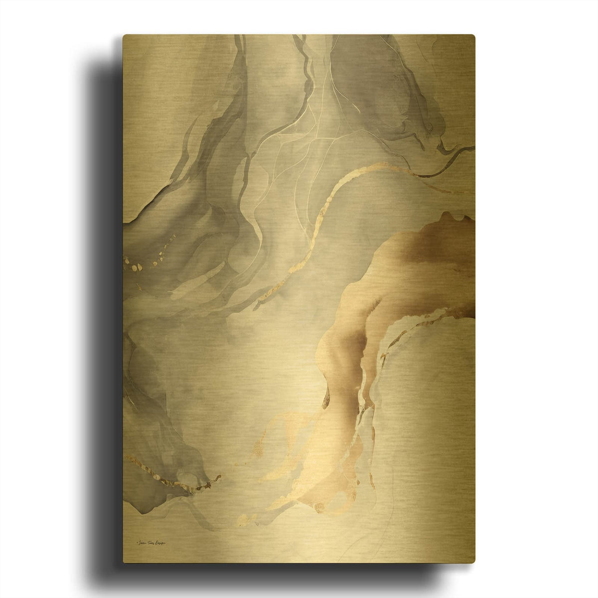 'Gray Art Marble II' By Seven Trees Design Gold Metal Wall Art