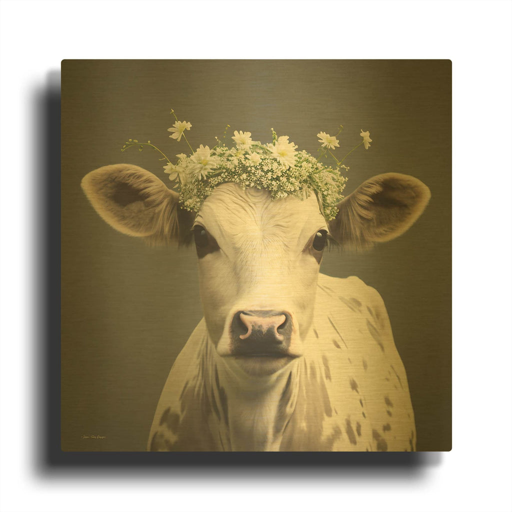 'Cow-ntry Charm' By Seven Trees Design Gold Metal Wall Art