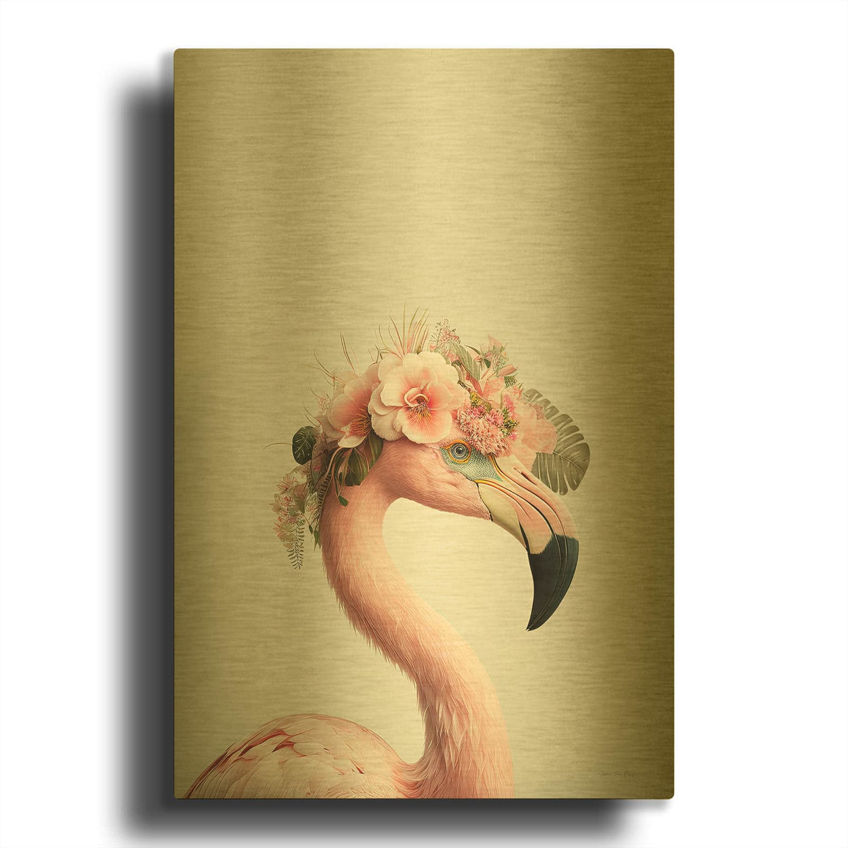 'The Exotic Flamingo' By Seven Trees Design Gold Metal Wall Art