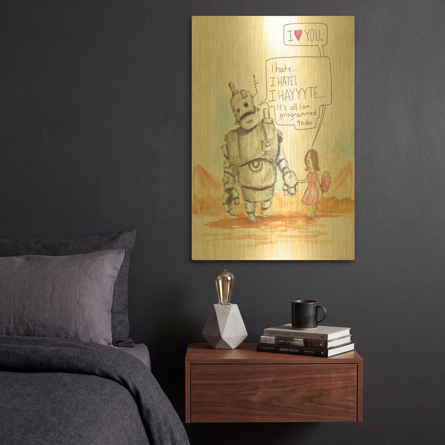 'I Hate' By Craig Snodgrass Gold Metal Wall Art