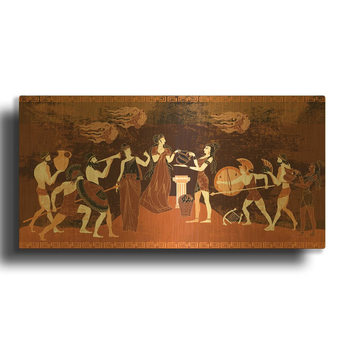 'Ancient Greece Frescos' By Luxe Gold Metal Wall Art