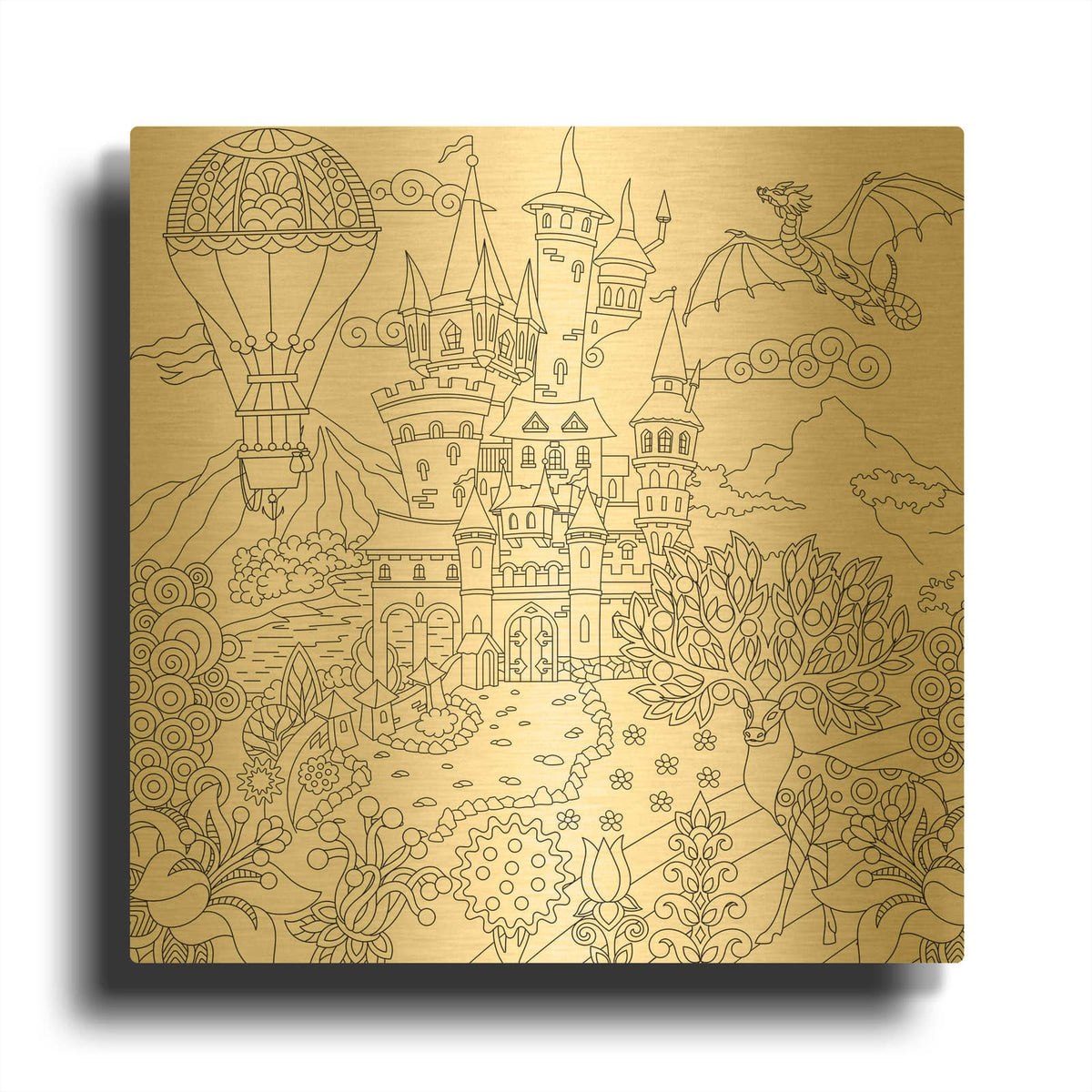 'Coloring Book Castle' By Luxe Gold Metal Wall Art