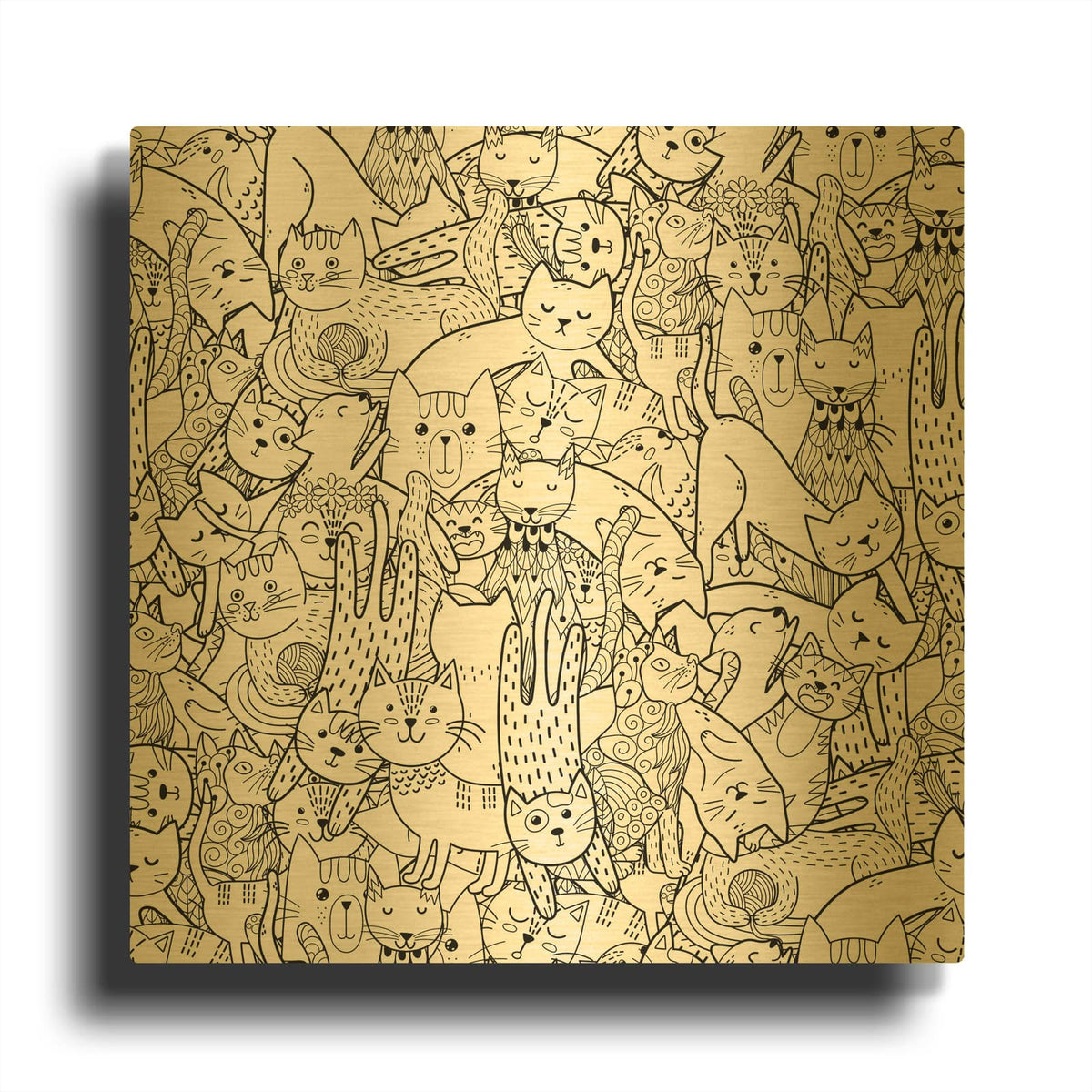'Coloring Book Cats' By Luxe Gold Metal Wall Art